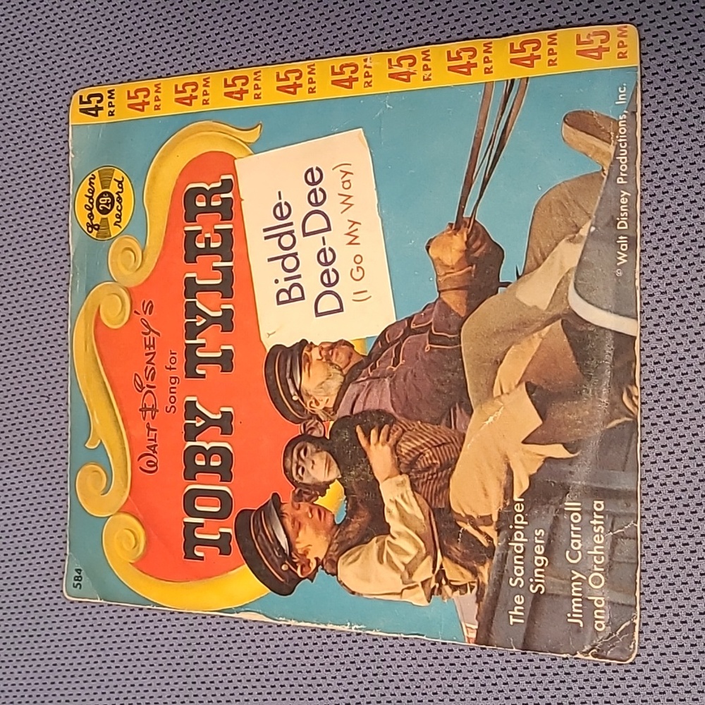 Walt Disney's Song For Toby Tyler Biddle-Dee-Dee 45 RPM Vinyl Record